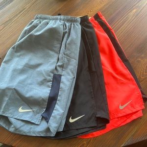 Nike Men’s Dri-FIT Brief Lined Running Shorts 7 in- M- Bright Red, Black, Grey